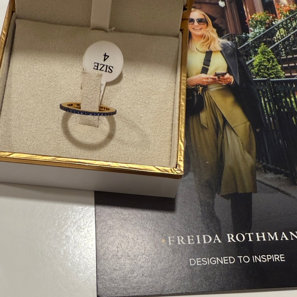 Freida Rothman Gold and Blue pave Women's Ring